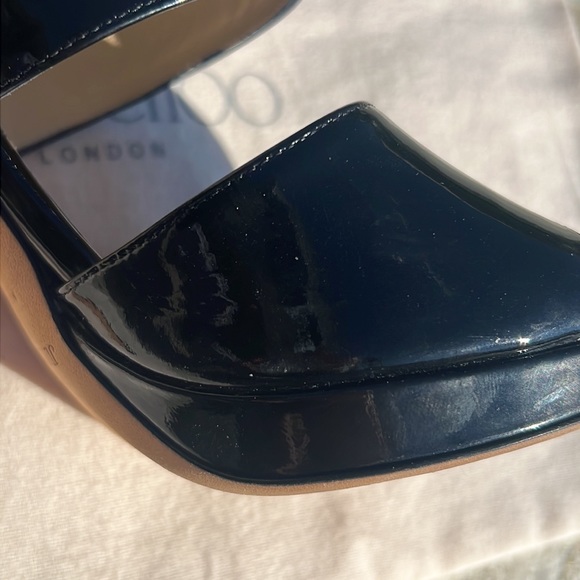 JIMMY CHOO MARY JANE PLATFORM SANDAL HEELS BLACK 8 - Picture 14 of 16